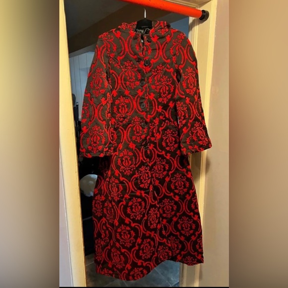 *SOLD* Dracula Clothing Gothic Embroidered Corset Brocade Hooded Coat Size Small - Picture 2 of 2